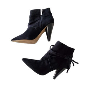 Marc Fisher Women's Booties Size 7M Black Suede Pointed Toe Western Ankle Boot